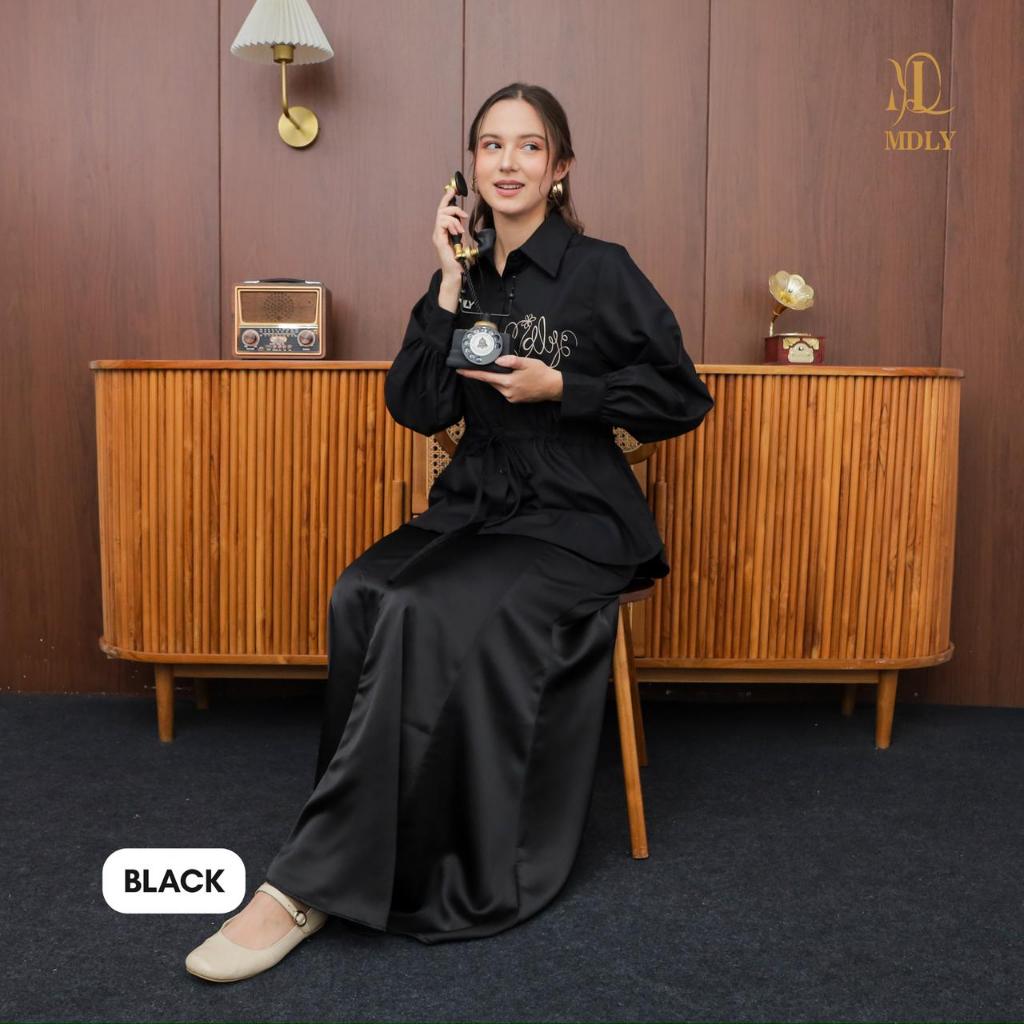 MDLY ayda string shirt atasan wanita kemeja lengan panjang embroidery