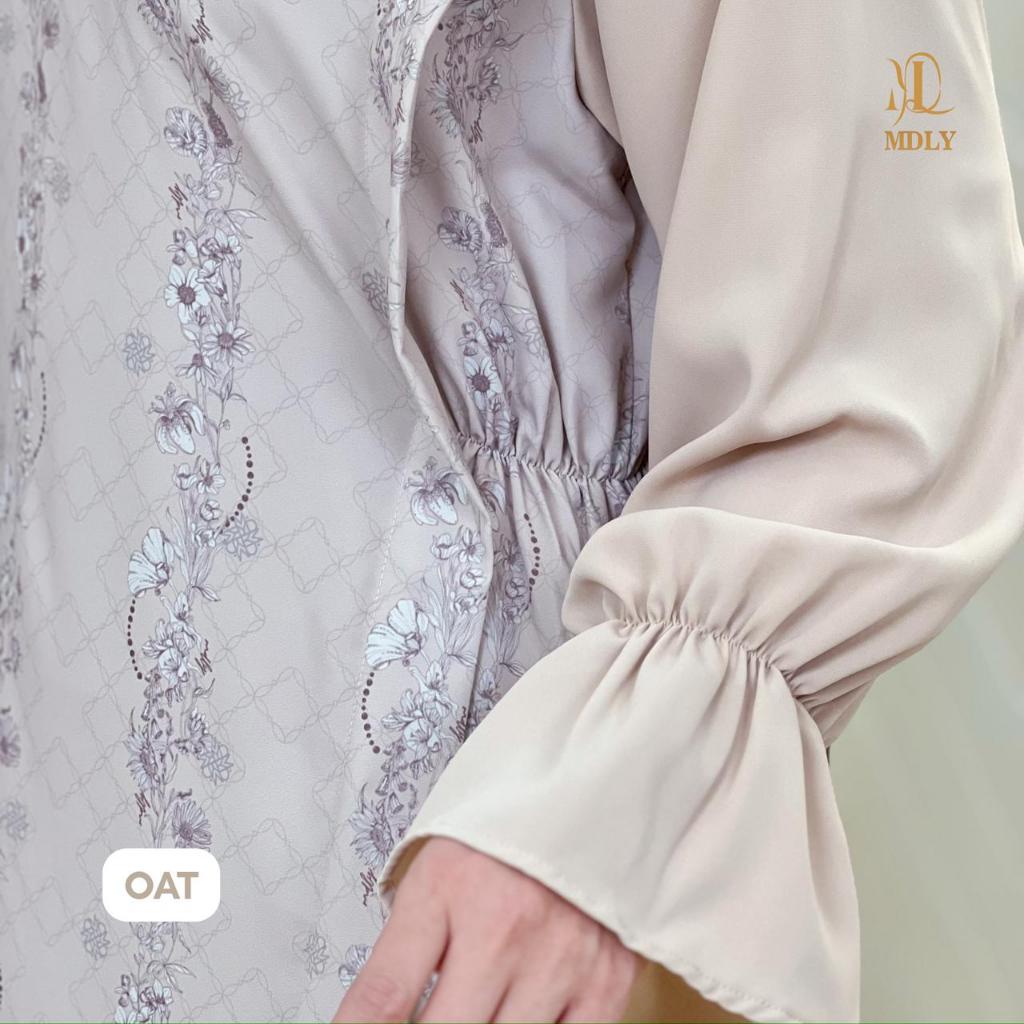 MDLY whisper dress baju gamis wanita muslim elegan terbaru  silky premium motif printing