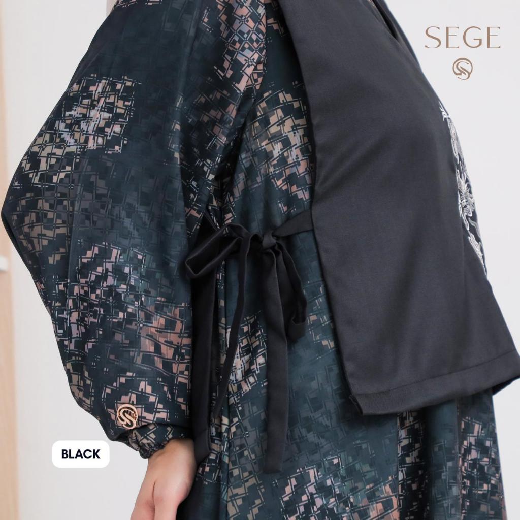 SEGE kina dress set vest terbaru embroidery printing silky