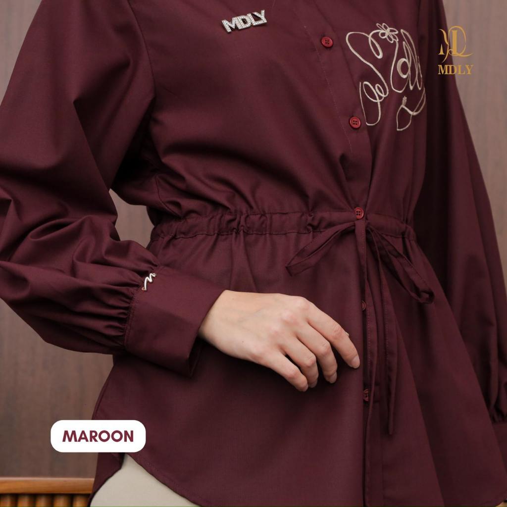 MDLY ayda string shirt atasan wanita kemeja lengan panjang embroidery