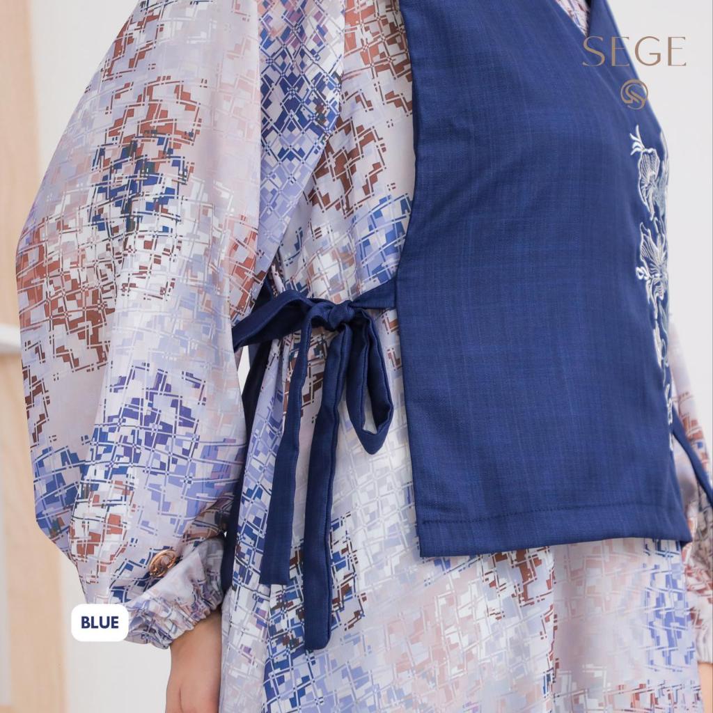 SEGE kina dress set vest terbaru embroidery printing silky