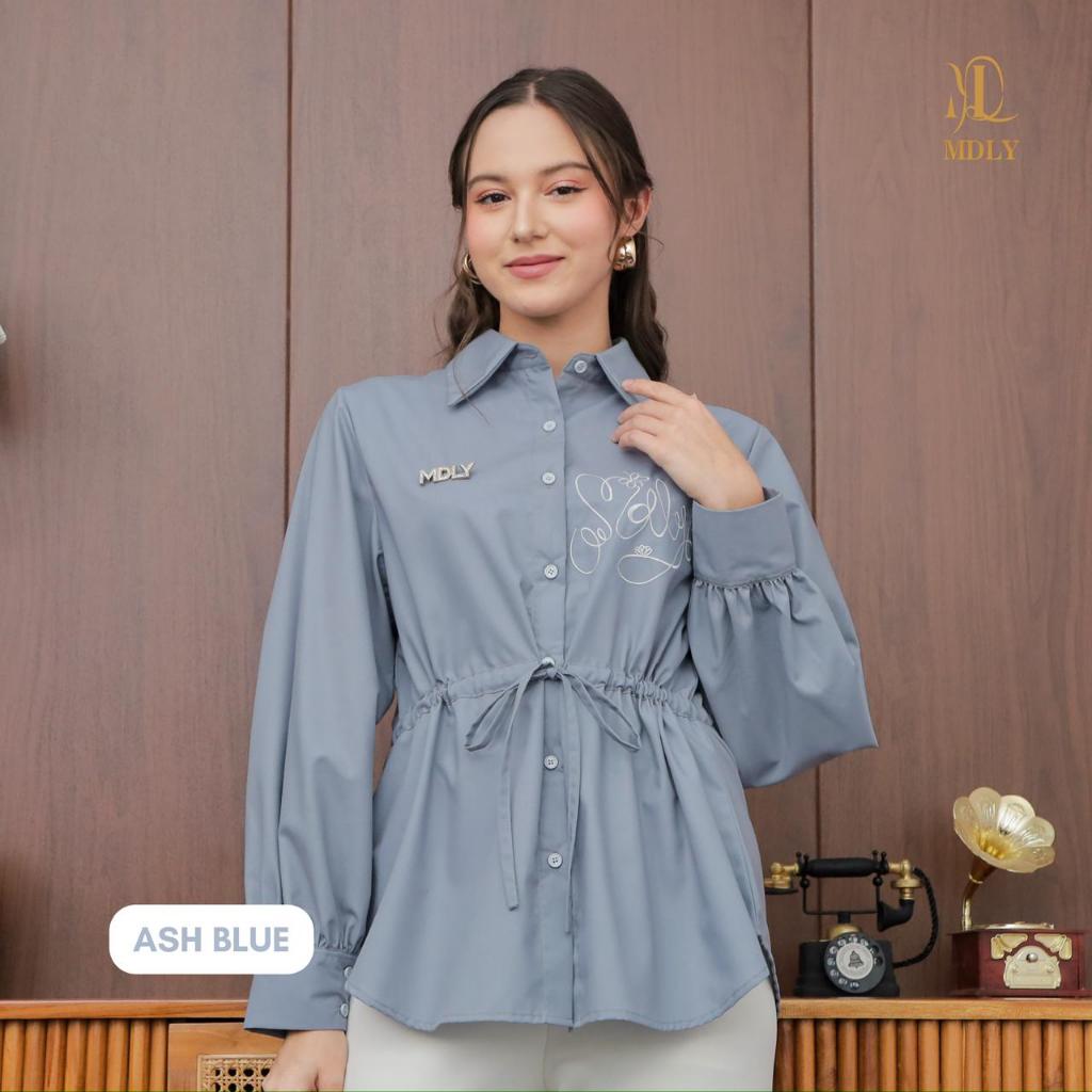 MDLY ayda string shirt atasan wanita kemeja lengan panjang embroidery