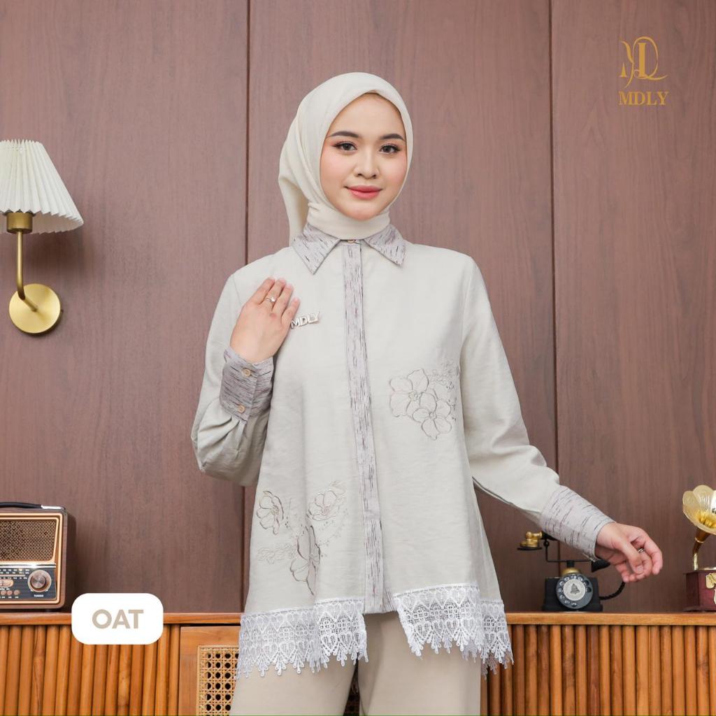 MDLY Nara shirt kemeja atasan wanita lengan panjang casual cotton embroidery