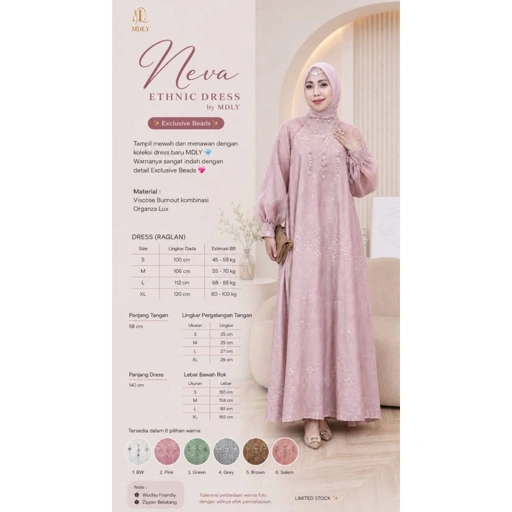 Image of MDLY Neva Ethnic Dress/Viscose Burnout Kombinasi Organza Lux/gamis dress silky terbaru promo