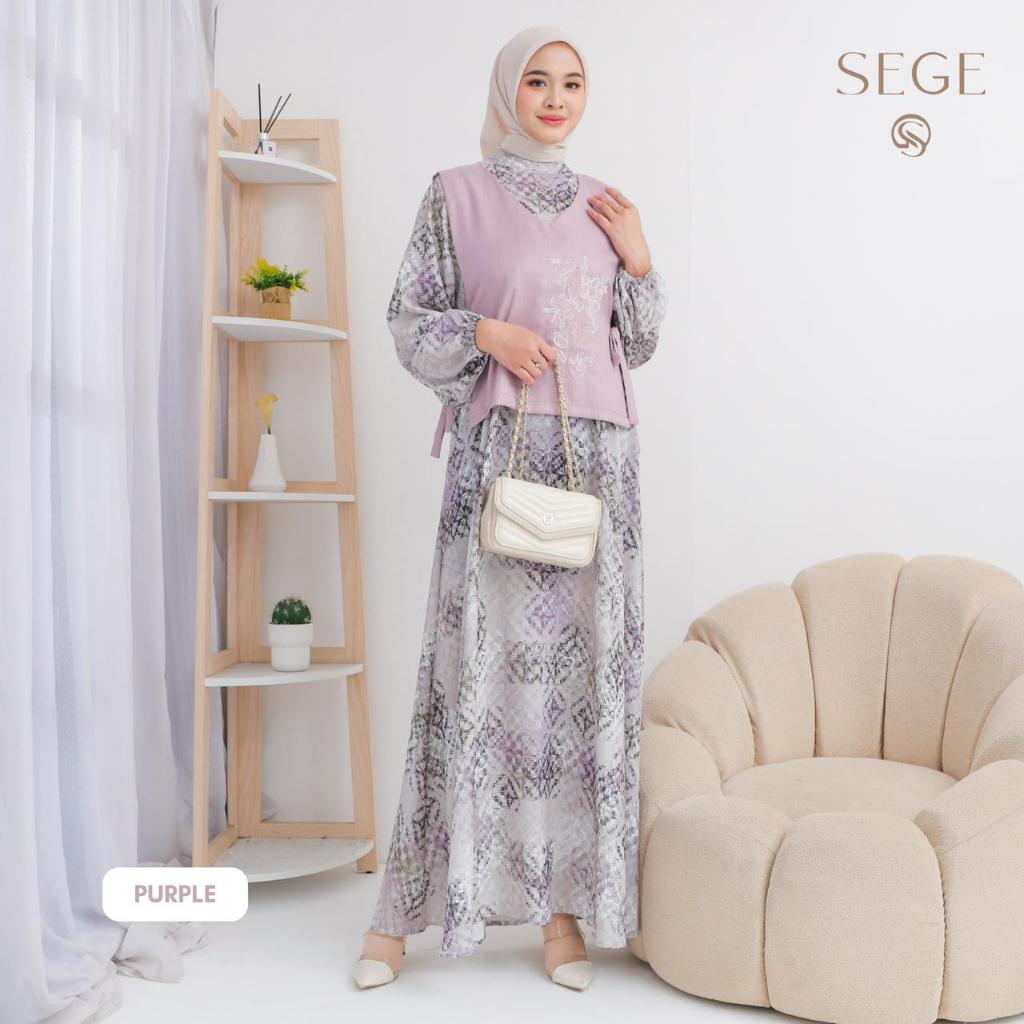 SEGE kina dress set vest terbaru embroidery printing silky