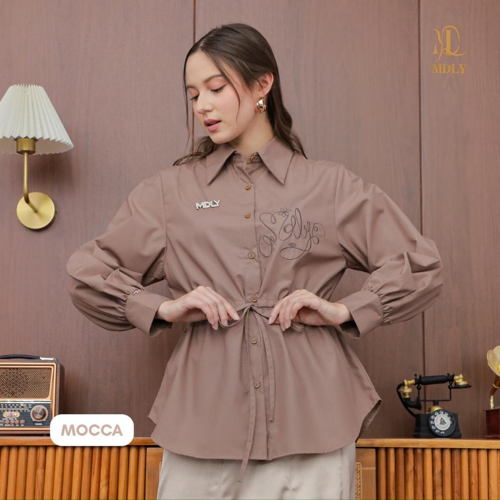 MDLY ayda string shirt atasan wanita kemeja lengan panjang embroidery