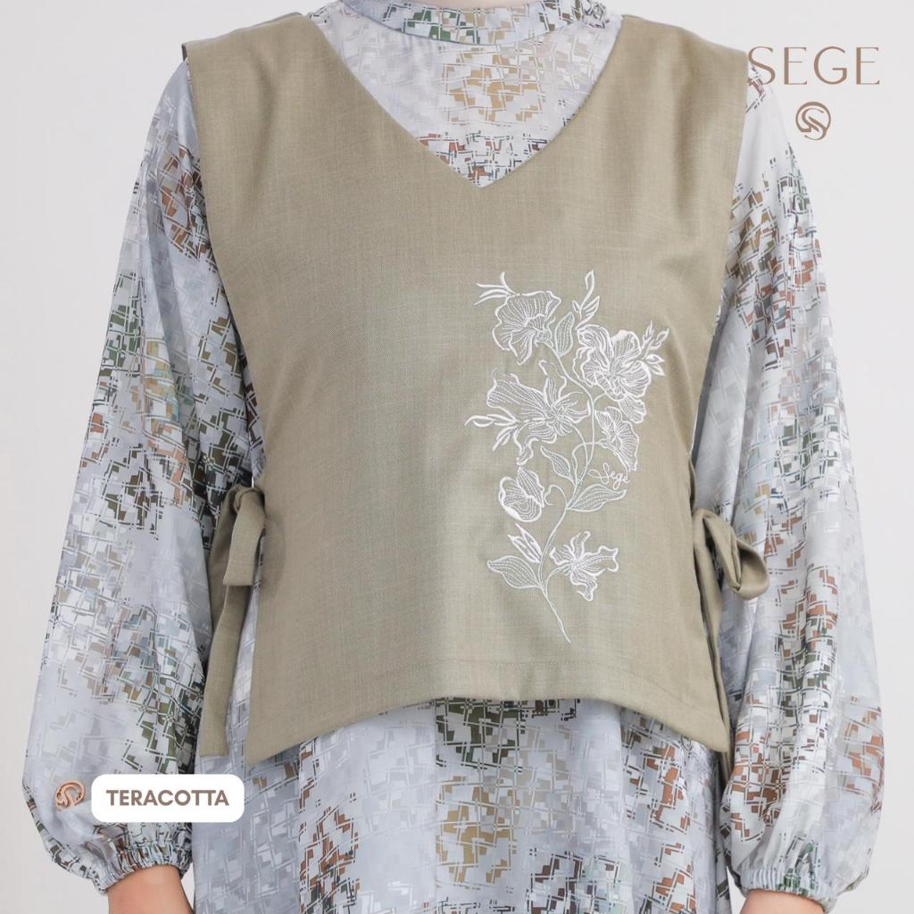 SEGE kina dress set vest terbaru embroidery printing silky