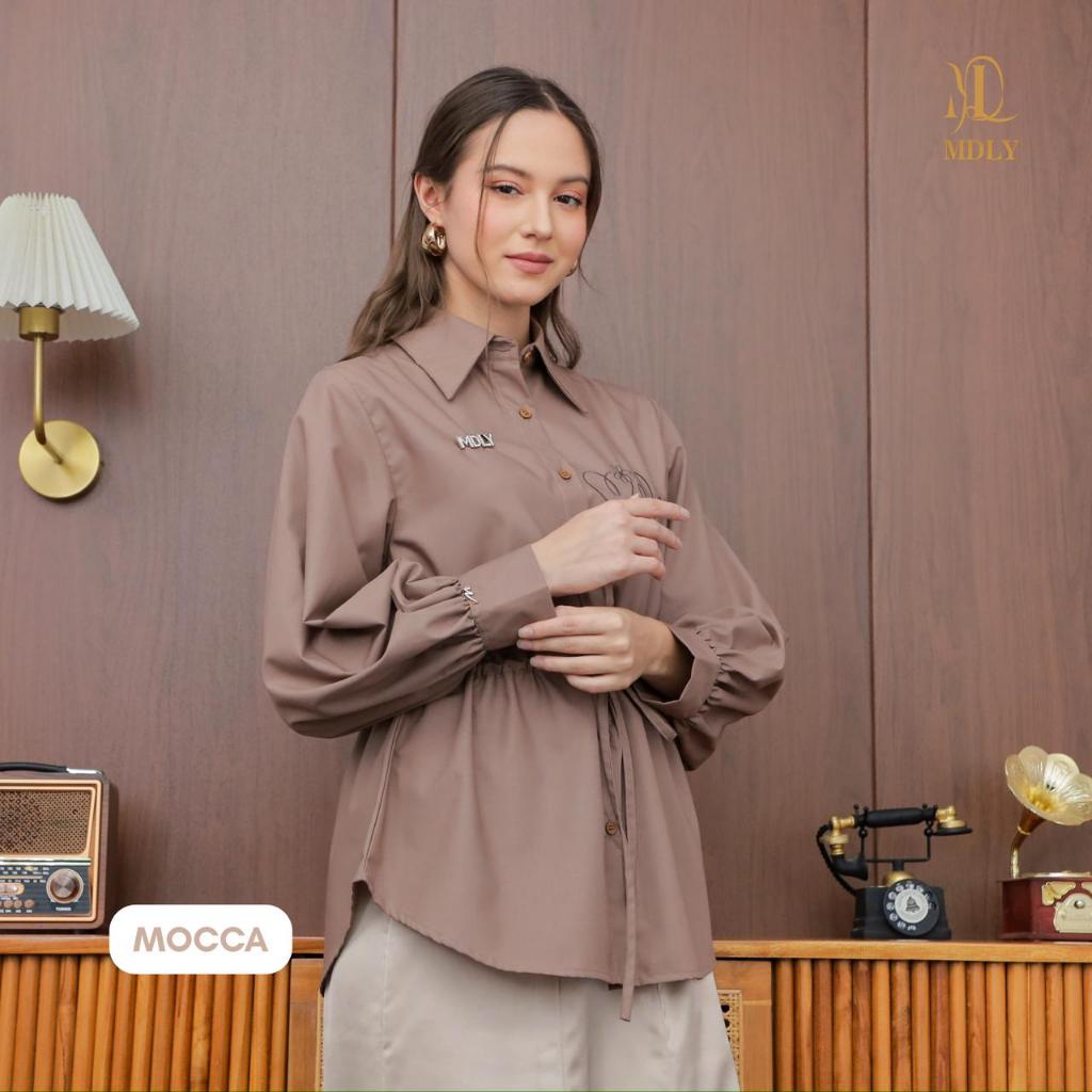 MDLY ayda string shirt atasan wanita kemeja lengan panjang embroidery