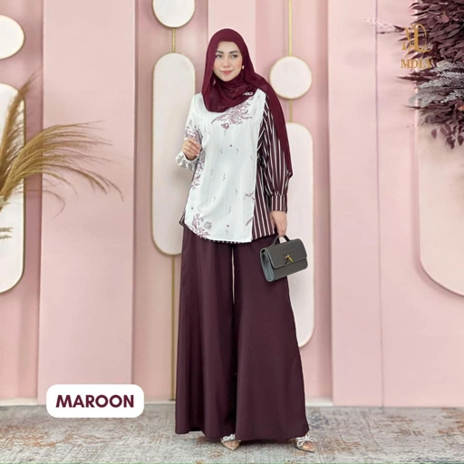 Image of MDLY Serena Set Setelan Celana Atasan Wanita Elegan Kekinian Terbaru Motif Print Adem