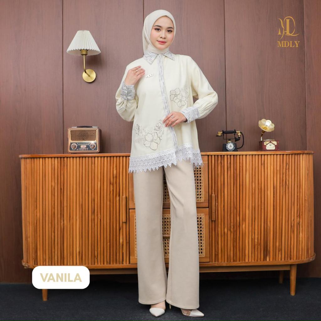 MDLY Nara shirt kemeja atasan wanita lengan panjang casual cotton embroidery