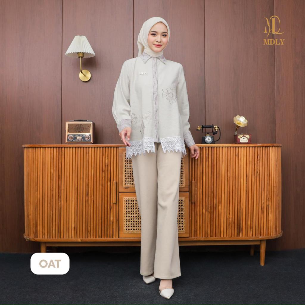 MDLY Nara shirt kemeja atasan wanita lengan panjang casual cotton embroidery