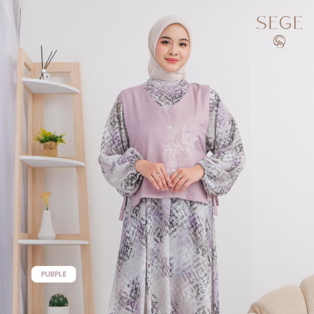 SEGE kina dress set vest terbaru embroidery printing silky