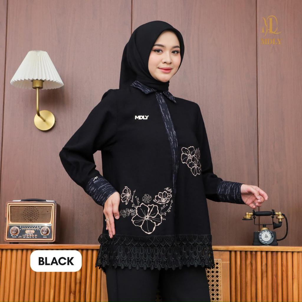 MDLY Nara shirt kemeja atasan wanita lengan panjang casual cotton embroidery