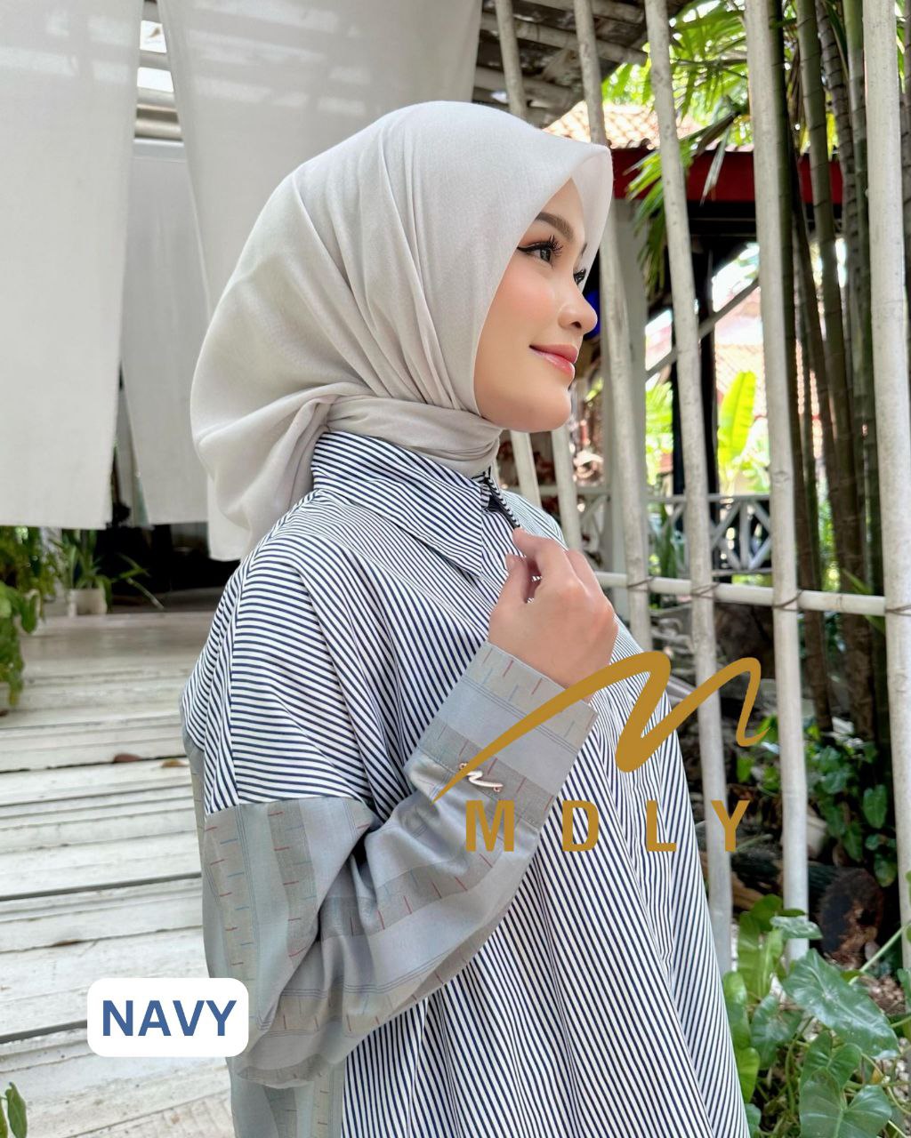 MDLY baju kemeja atasan wanita Adeesa Stripes Shirt by Mdly