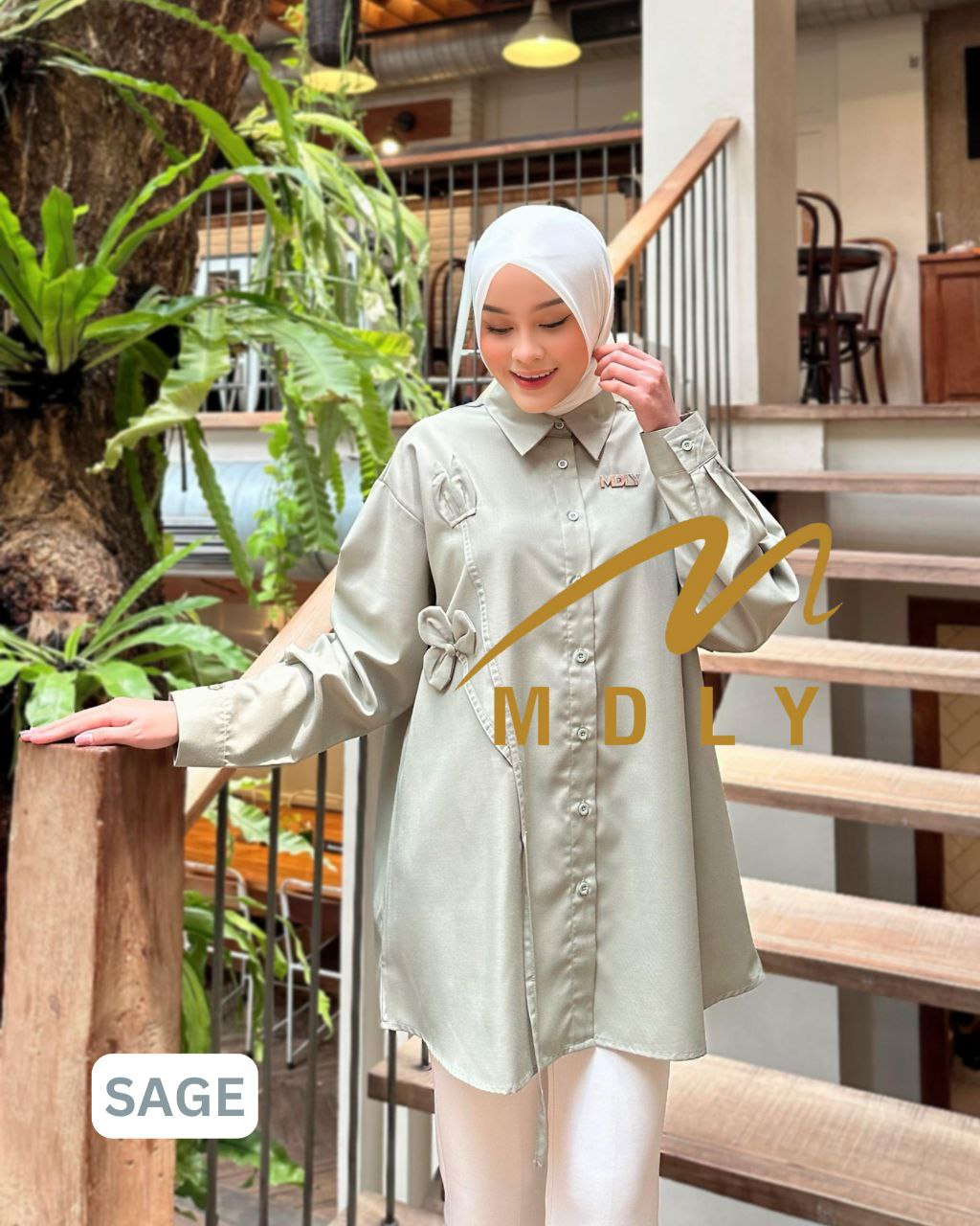 MDLY baju kemeja atasan Arqeela Shirt by Mdly