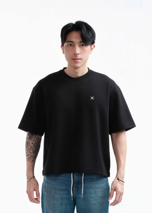 Image of TIMTSHI Blueprint Boxy Tee Black