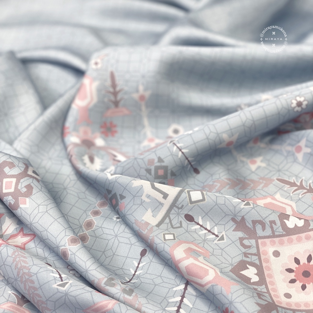 Mukena Travel Printing Miraya Folk Light Blue