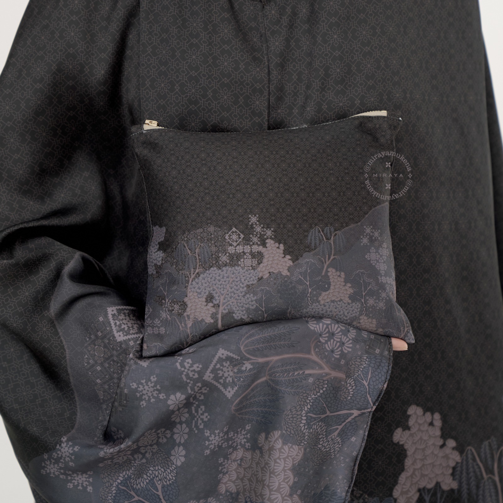 Mukena Travel Printing Miraya Jardin Black
