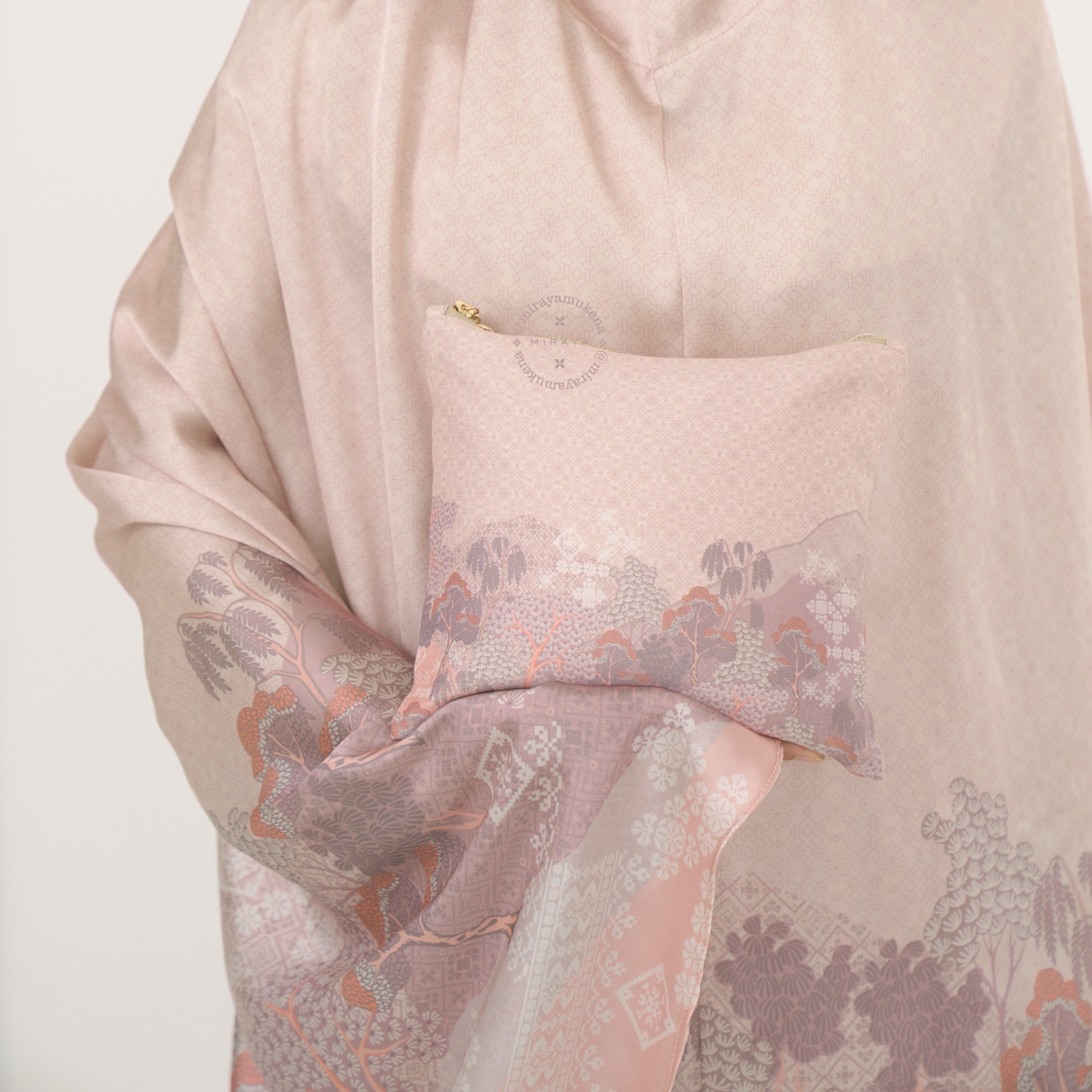 Mukena Travel Printing Miraya Jardin Peach
