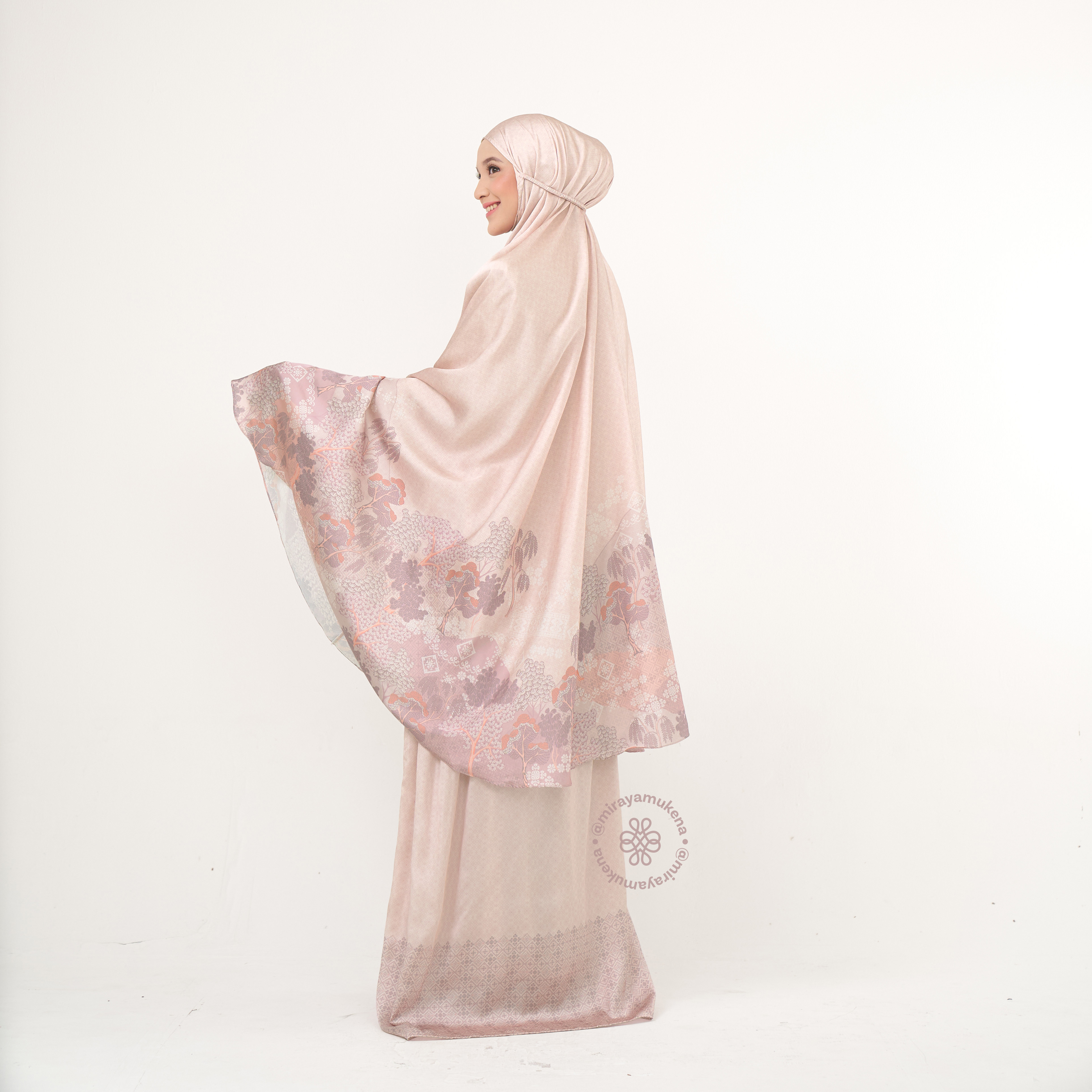 Mukena Travel Printing Miraya Jardin Peach