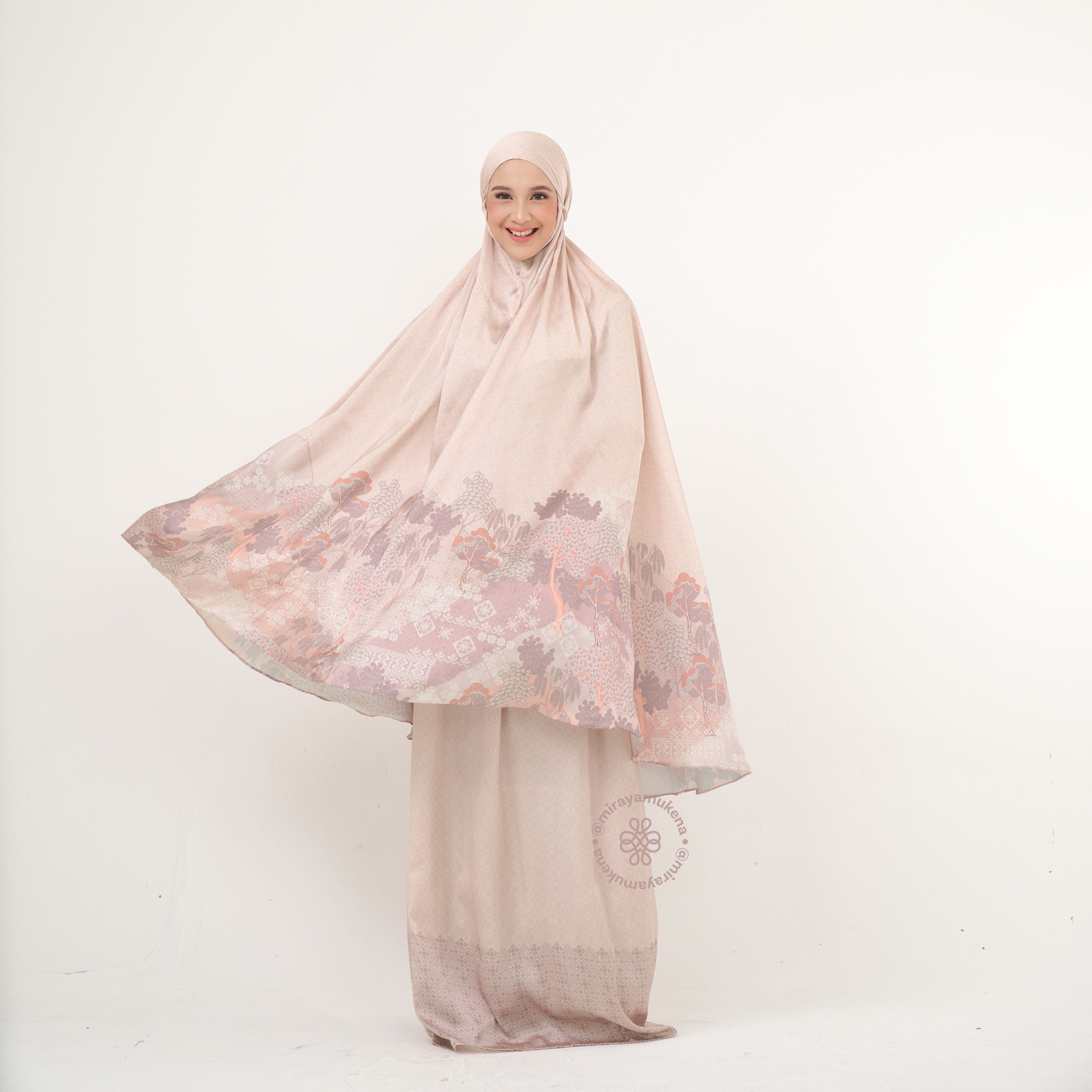 Mukena Travel Printing Miraya Jardin Peach