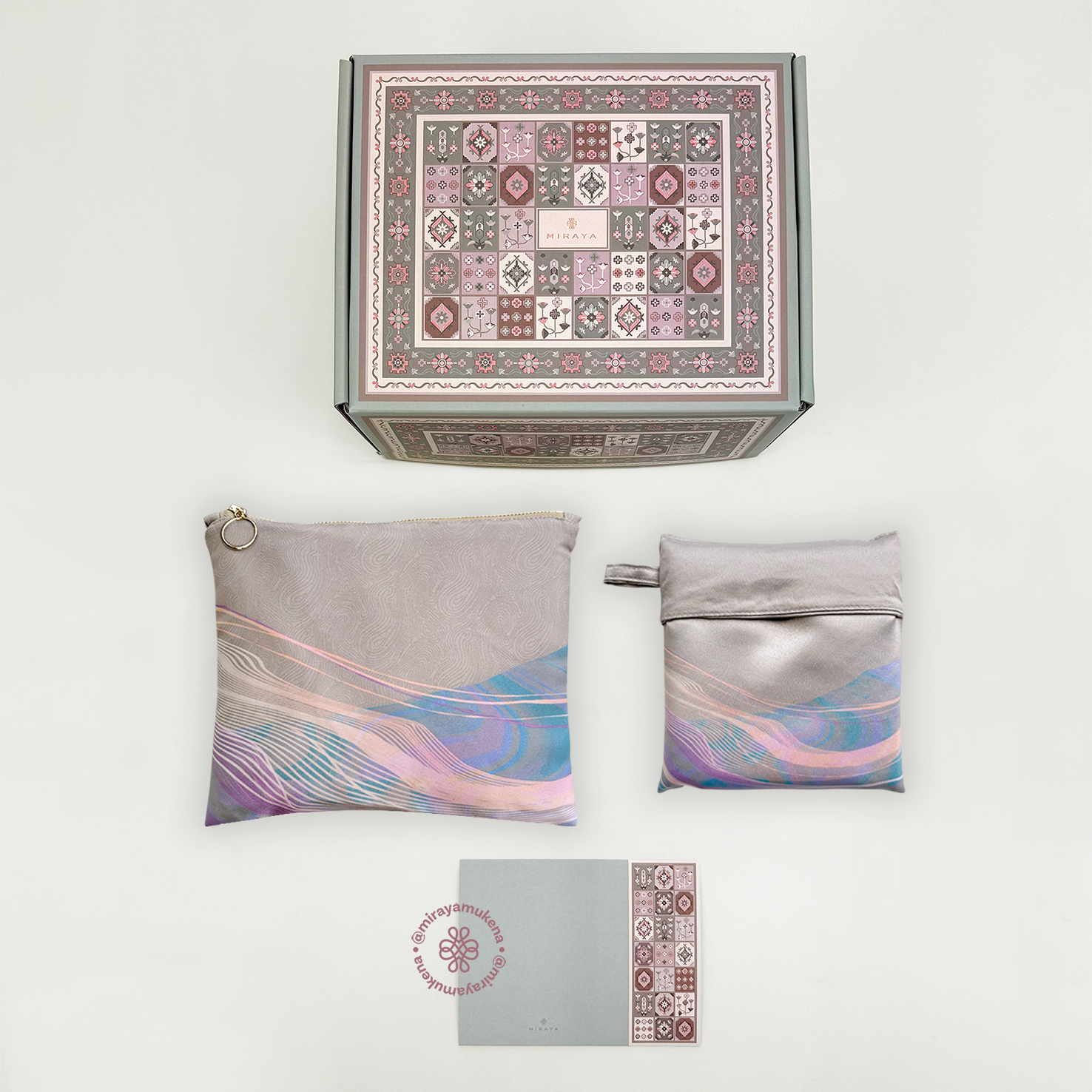 Hampers Mukena Sajadah Miraya Flare Pearl Grey