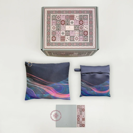 Image of Hampers Mukena Sajadah Miraya Flare Navy