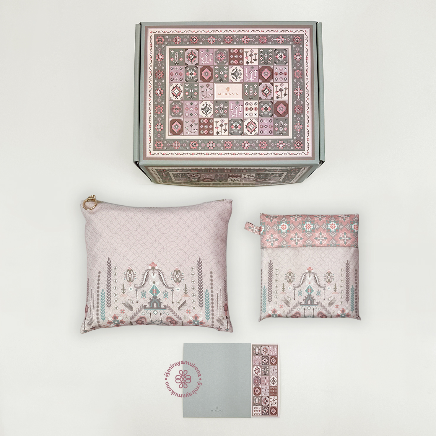 Hampers Mukena Sajadah Miraya Folk Pink