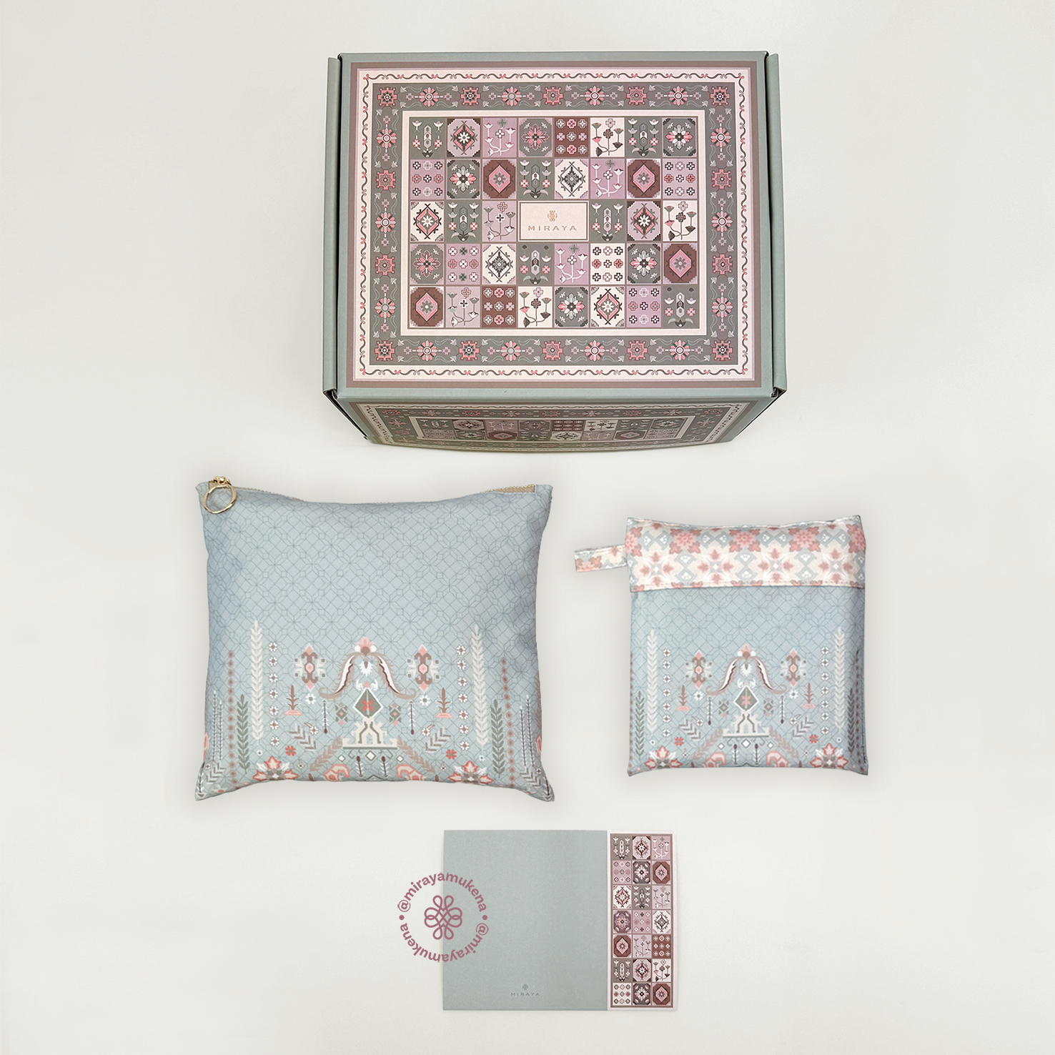 Hampers Mukena Sajadah Miraya Folk Light Blue