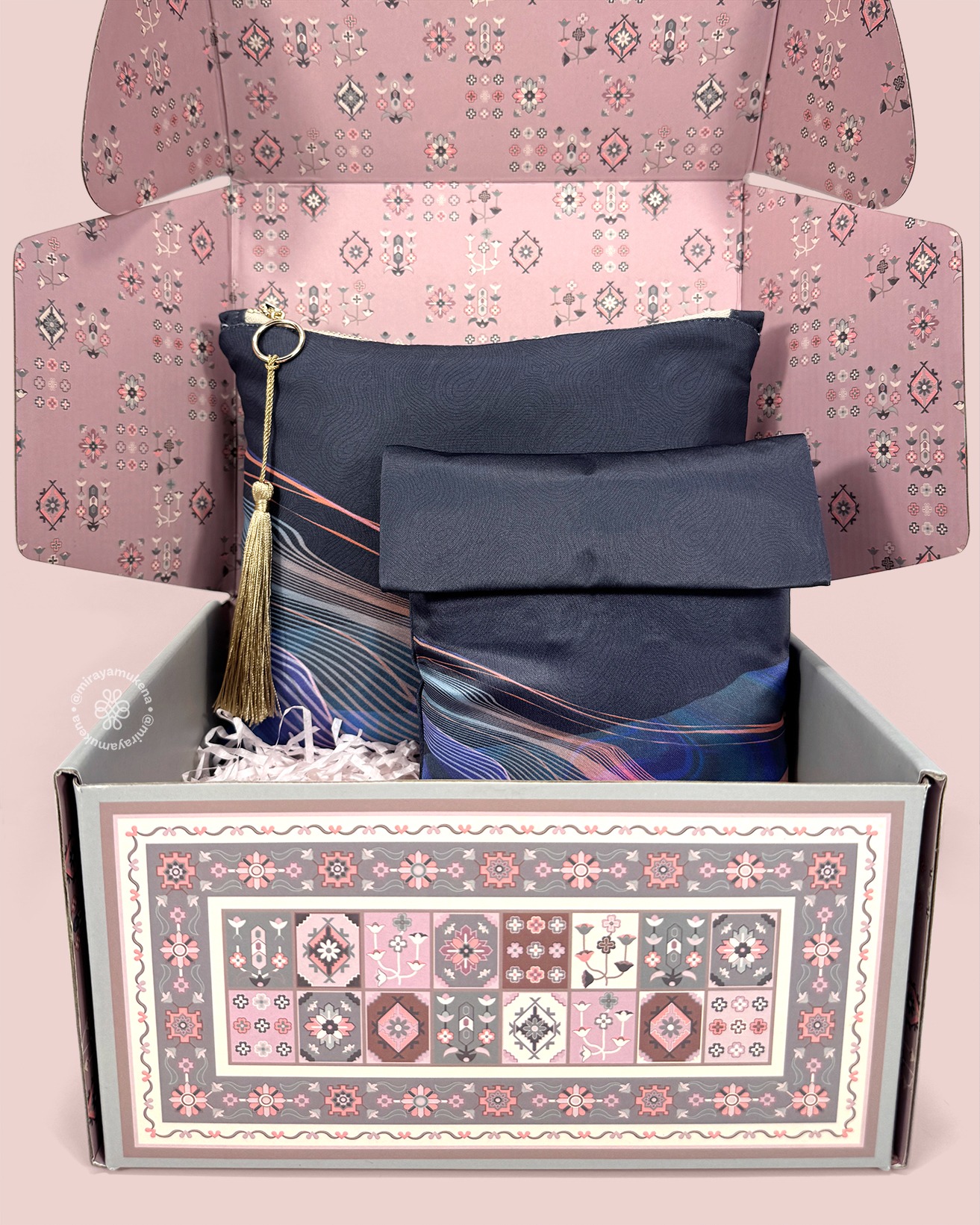 Hampers Mukena Sajadah Miraya Flare Navy