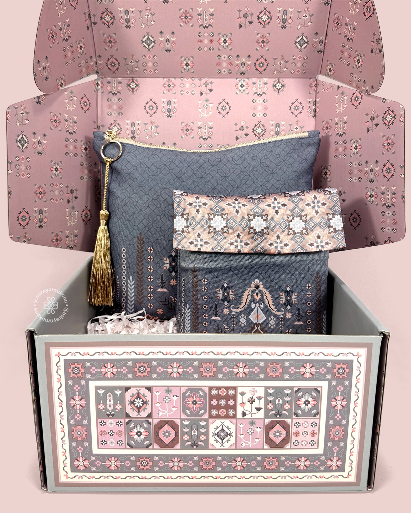 Hampers Mukena Sajadah Miraya Folk Denim