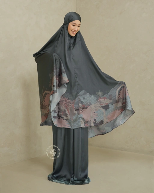 Image of Mukena Travel Printing Miraya Le Marais Graphite