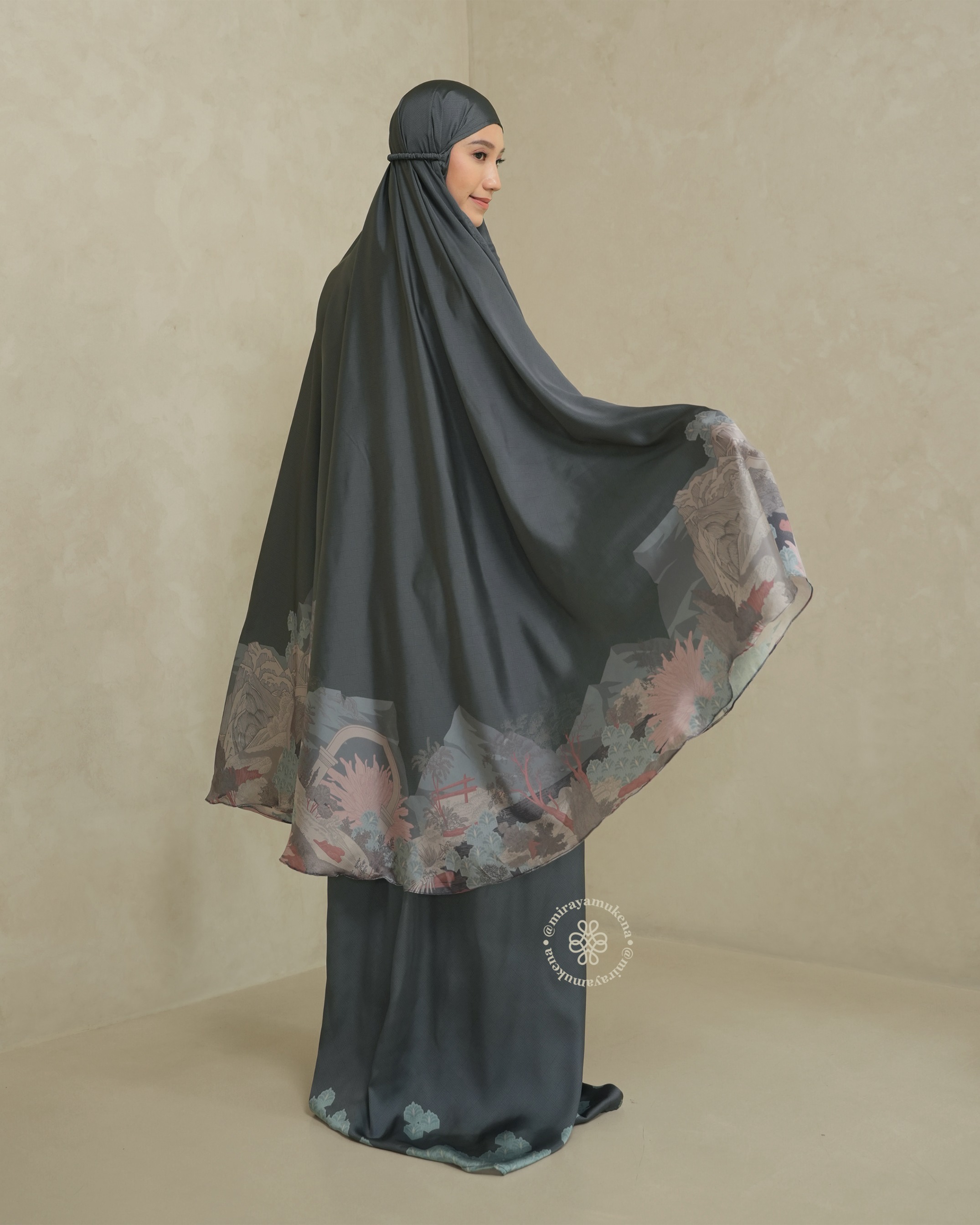 Mukena Travel Printing Miraya Le Marais Graphite