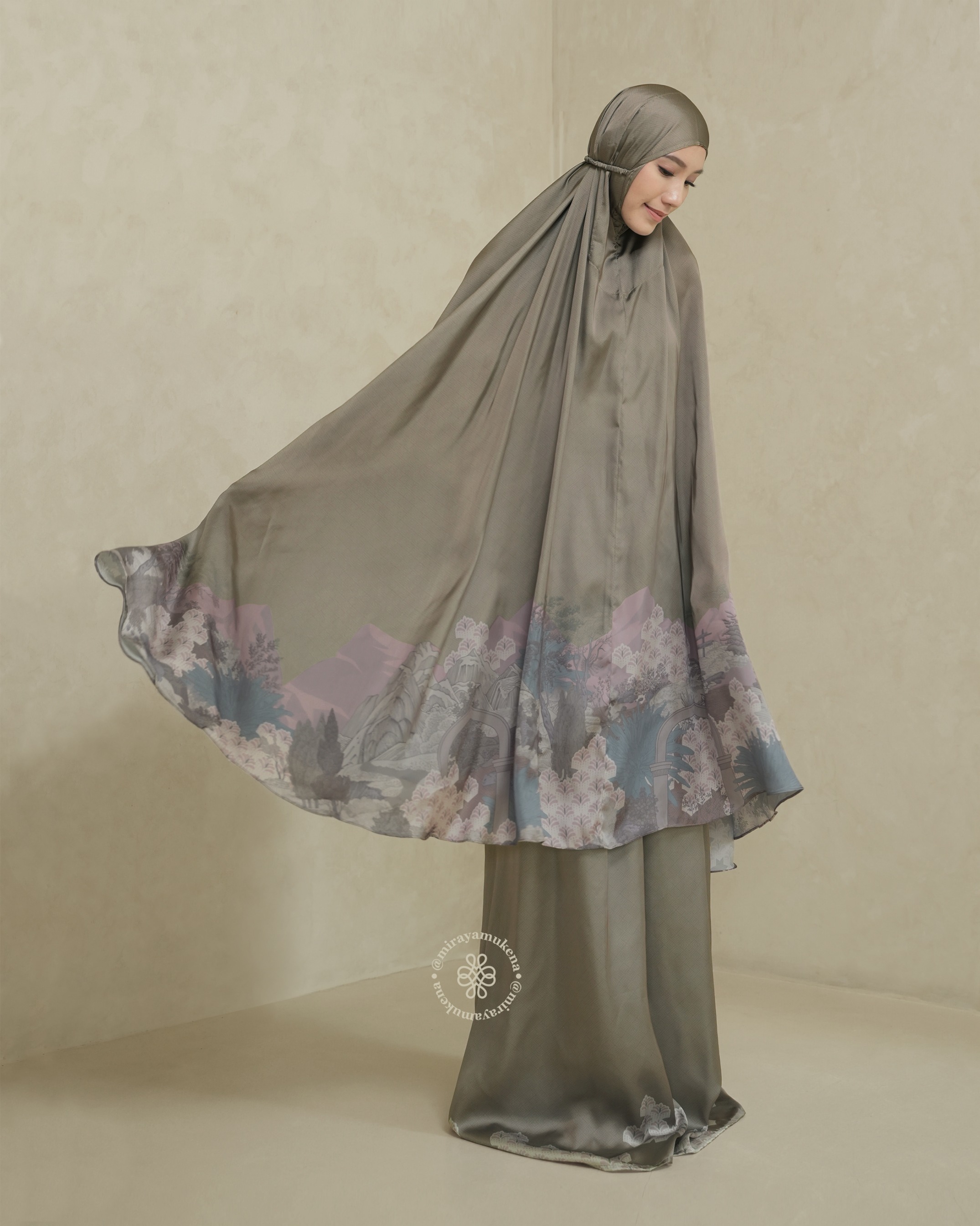 Mukena Travel Printing Miraya Le Marais Olive