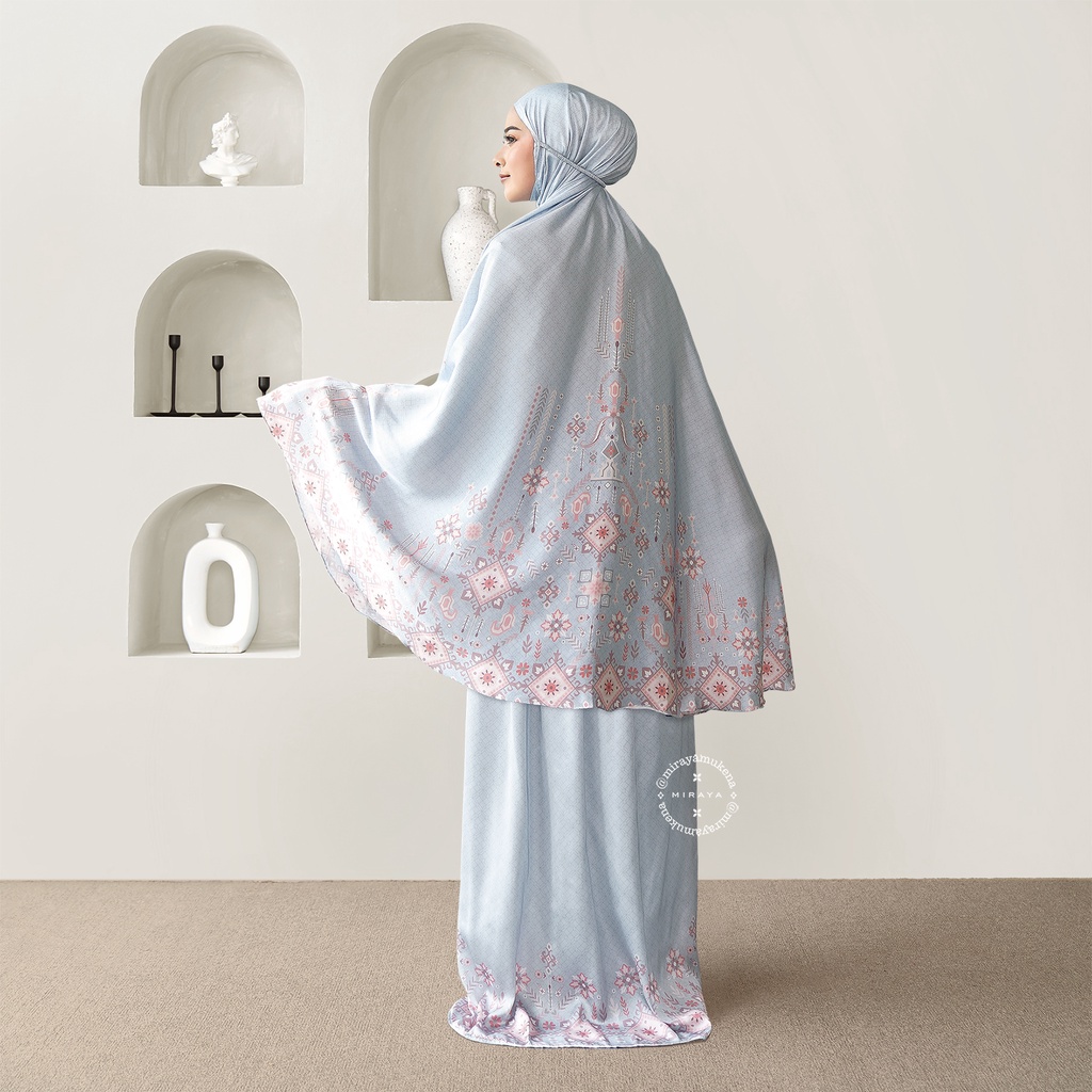 Mukena Travel Printing Miraya Folk Light Blue