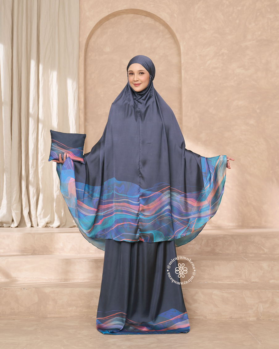 Mukena Travel Printing Miraya Flare Navy