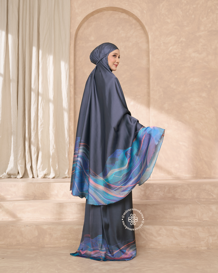 Mukena Travel Printing Miraya Flare Navy