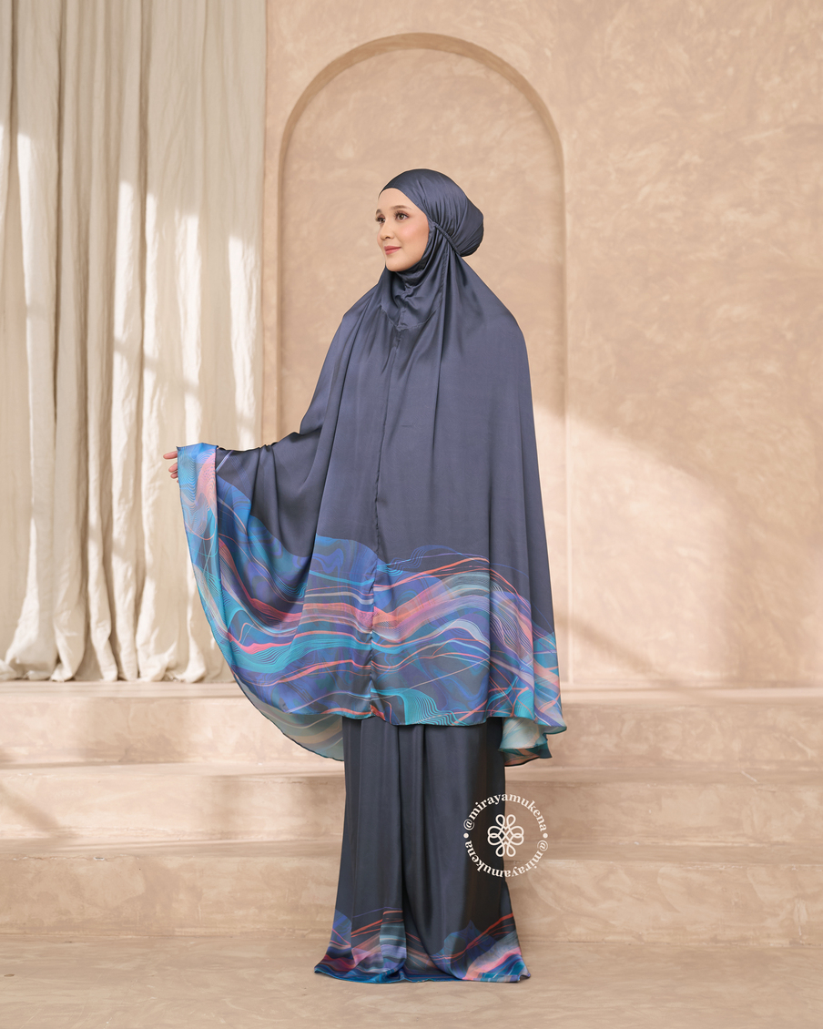 Mukena Travel Printing Miraya Flare Navy