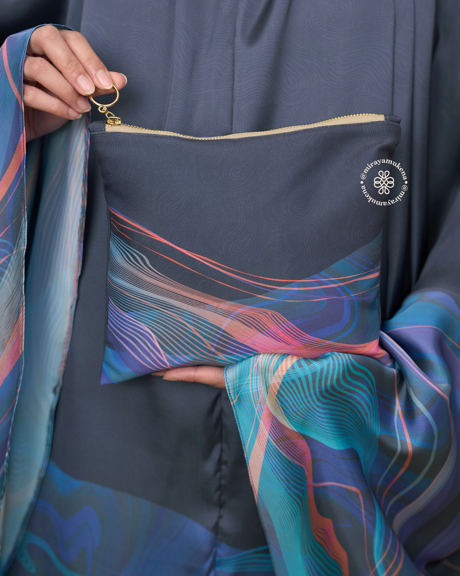 Mukena Travel Printing Miraya Flare Navy