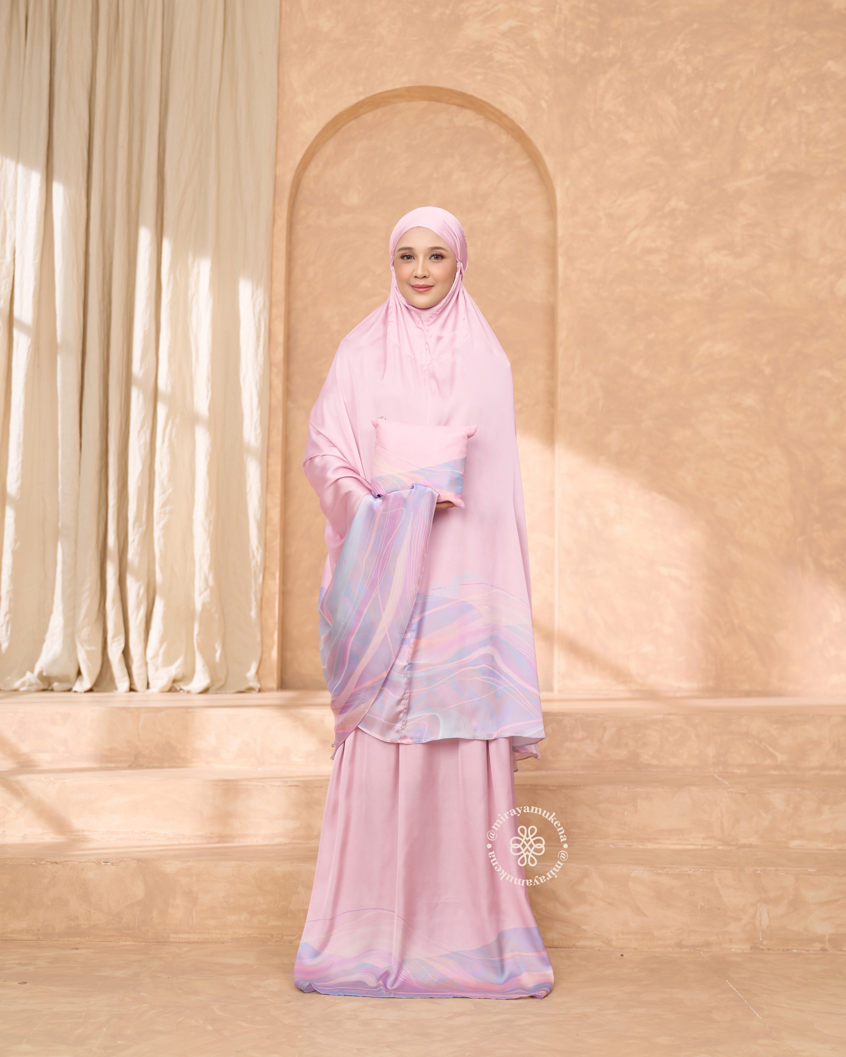 Mukena Travel Printing Miraya Flare Pink