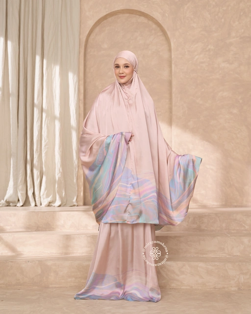 Image of Mukena Travel Printing Miraya Flare Pomelo