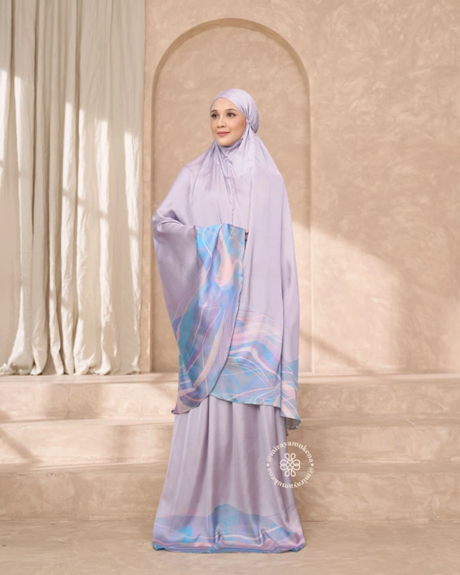 Image of Mukena Travel Printing Miraya Flare Sweetpea