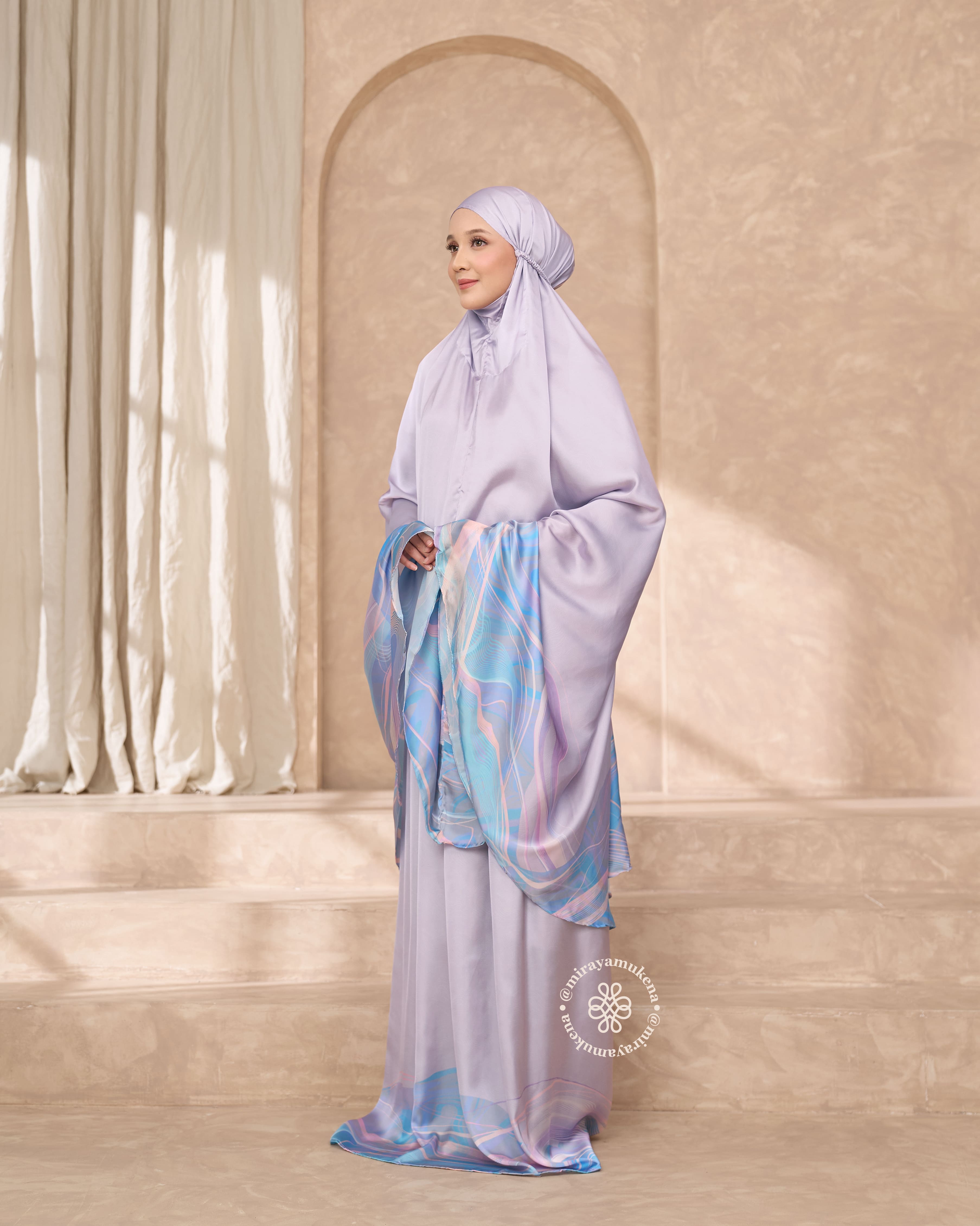 Mukena Travel Printing Miraya Flare Sweetpea