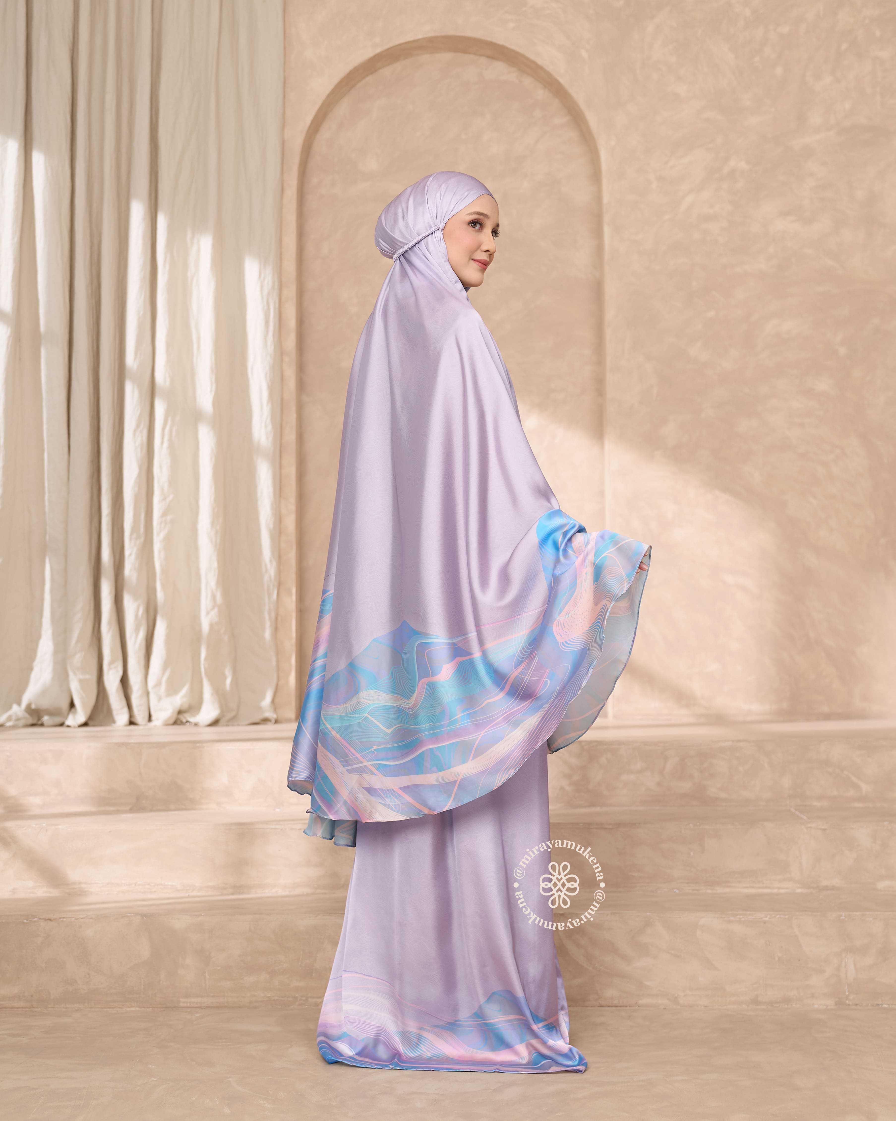 Mukena Travel Printing Miraya Flare Sweetpea