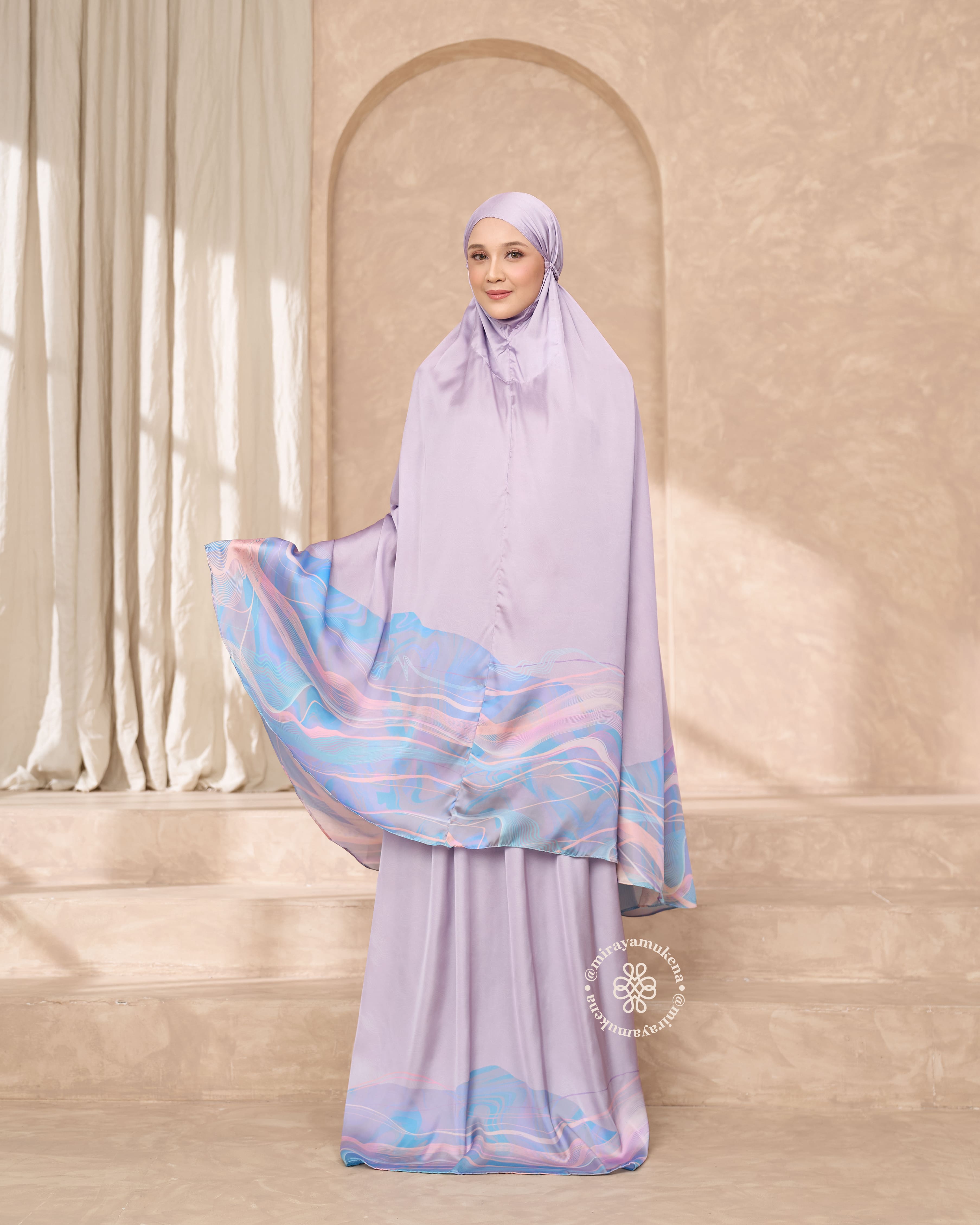 Mukena Travel Printing Miraya Flare Sweetpea