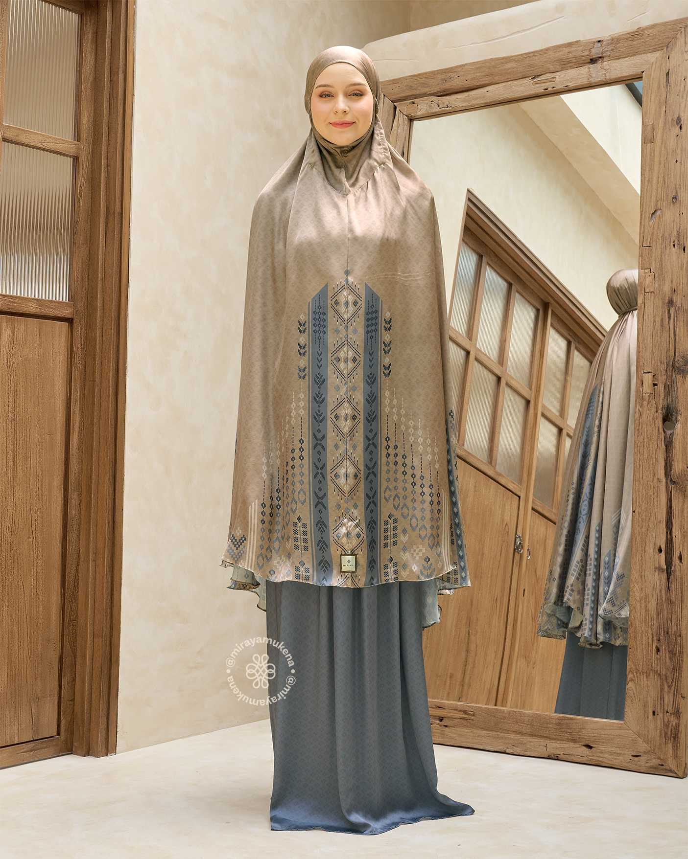 Mukena Travel Printing Miraya Serene Gold