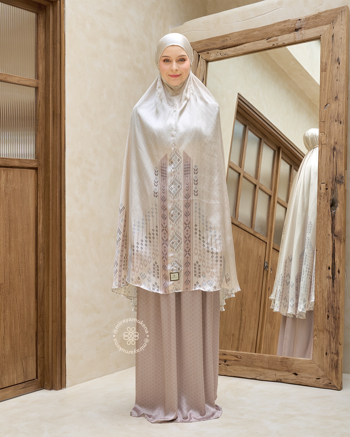 Mukena Travel Printing Miraya Serene Ivory