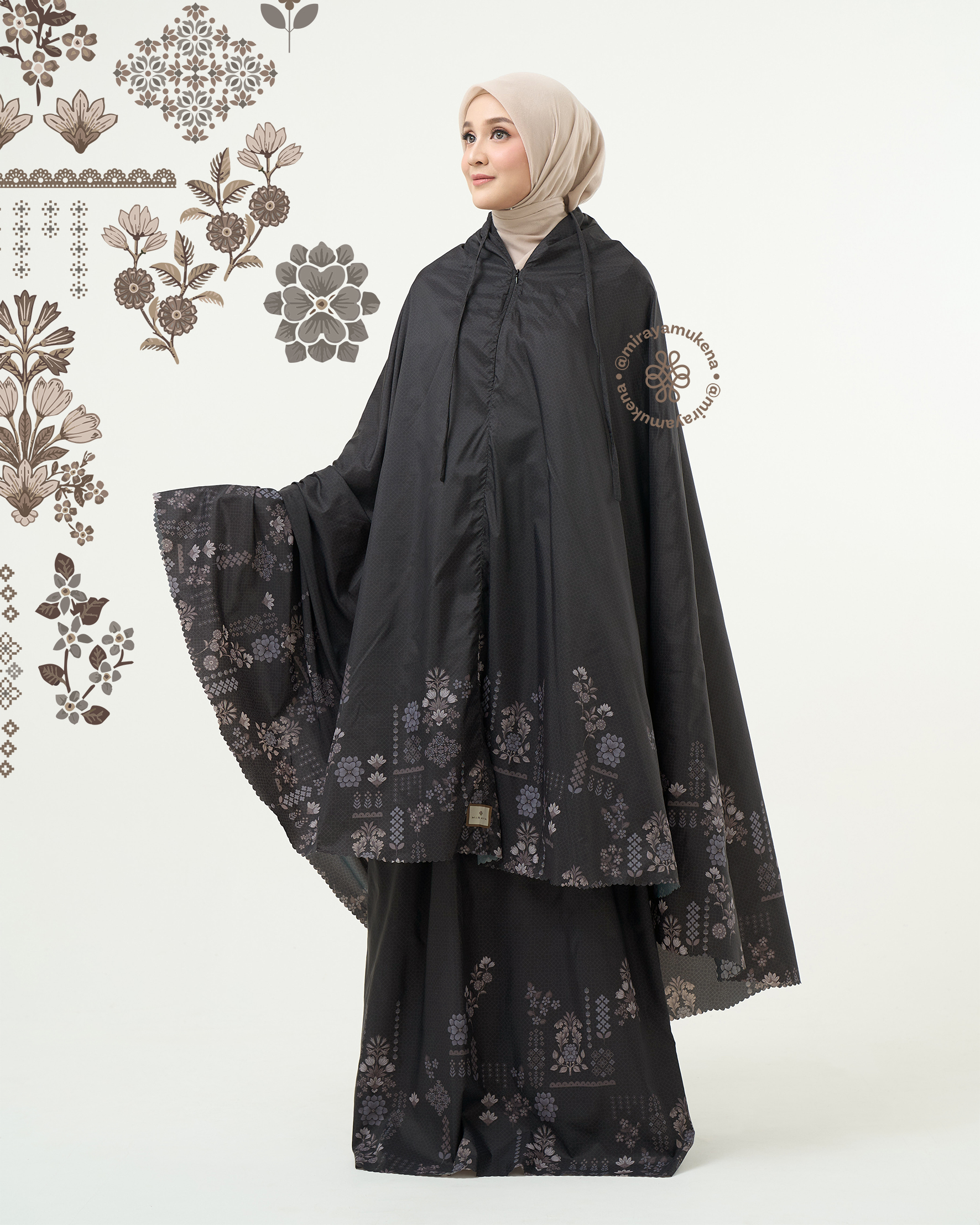 Mukena Compact Miraya Florette Black