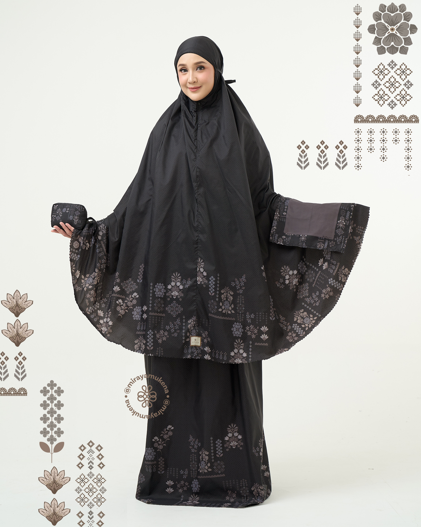 Mukena Compact Miraya Florette Black