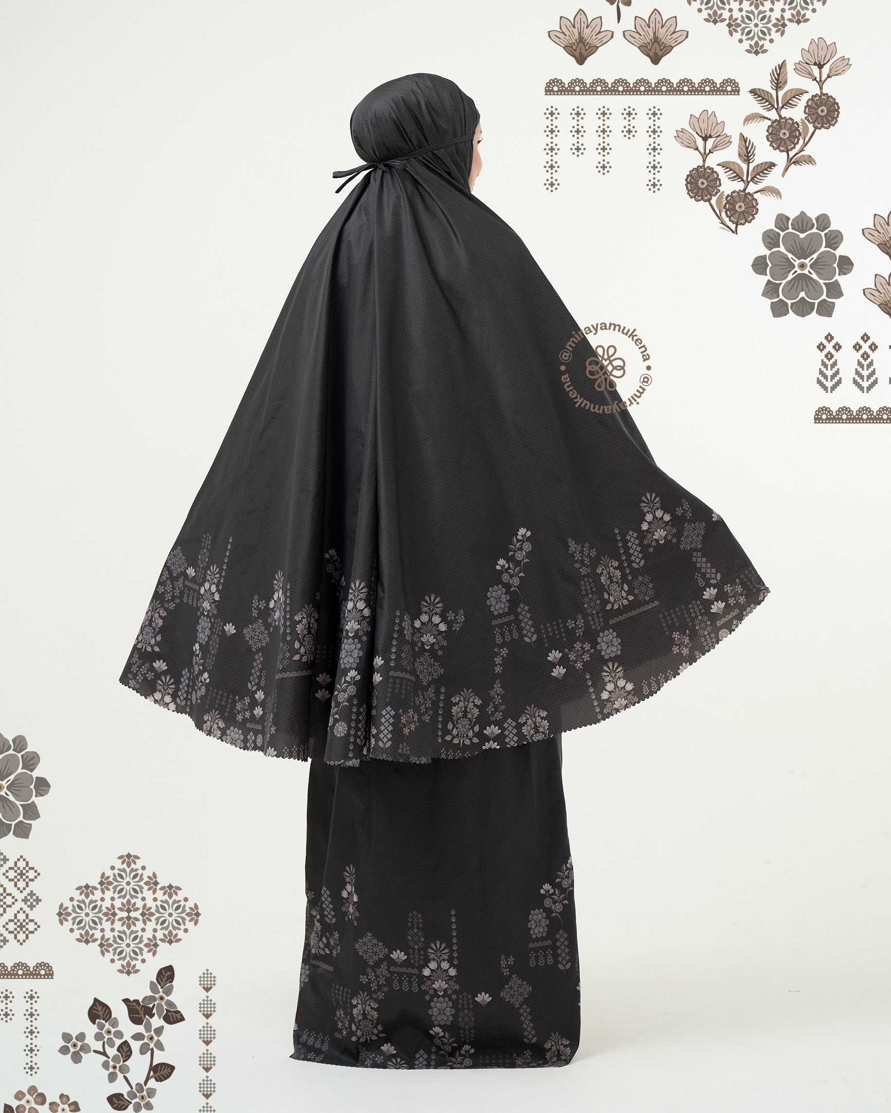 Mukena Compact Miraya Florette Black